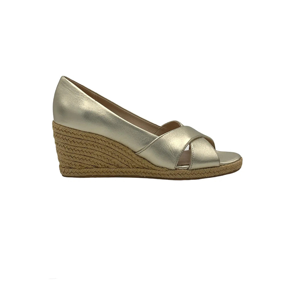 Jack Rogers Criss-Cross Wedge Espadrilles Palmer Platinum - Medium - Picture 1 of 5